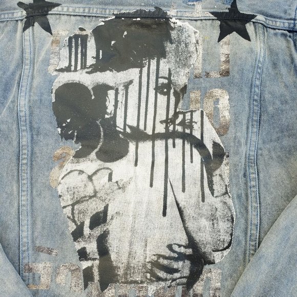 New GUESS Men's Dillon Denim Destroy Jacket sz M - Picture 2 of 9